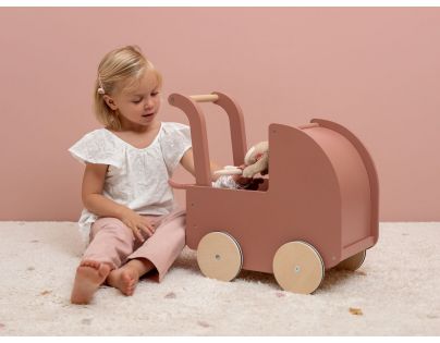 Little Dutch Kočík pre bábiky drevený s bábikou Kvety a motýle