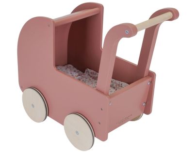 Little Dutch Kočík pre bábiky drevený s perinkou Kvety a motýle