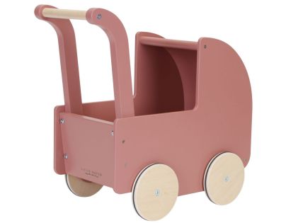 Little Dutch Kočík pre bábiky drevený s perinkou Kvety a motýle