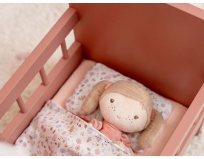 Little Dutch Postieľka pre bábiky drevená s perinkou Kvety a motýle