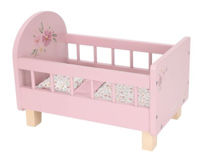 Little Dutch Postieľka pre bábiky drevená s perinkou Pink