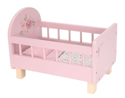 Little Dutch Postieľka pre bábiky drevená s perinkou Pink