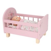 Little Dutch Postieľka pre bábiky drevená s perinkou Pink 4