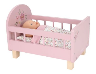 Little Dutch Postieľka pre bábiky drevená s perinkou Pink