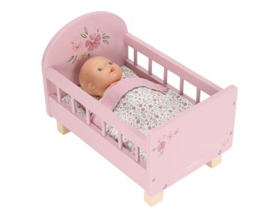 Little Dutch Postieľka pre bábiky drevená s perinkou Pink
