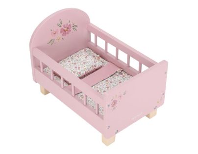 Little Dutch Postieľka pre bábiky drevená s perinkou Pink