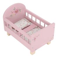 Little Dutch Postieľka pre bábiky drevená s perinkou Pink 6