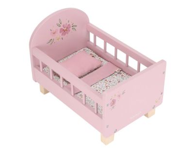 Little Dutch Postieľka pre bábiky drevená s perinkou Pink