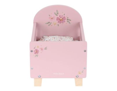 Little Dutch Postieľka pre bábiky drevená s perinkou Pink