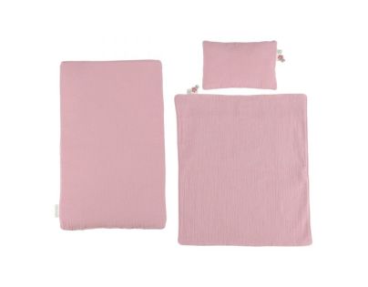 Little Dutch Postieľka pre bábiky drevená s perinkou Pink