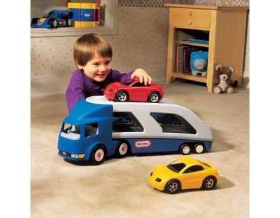 Little Tikes Tahač s návěsem pro přepravu aut modrý