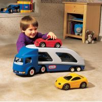 Little Tikes Tahač s návěsem pro přepravu aut modrý 4