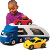 Little Tikes Tahač s návěsem pro přepravu aut modrý 3