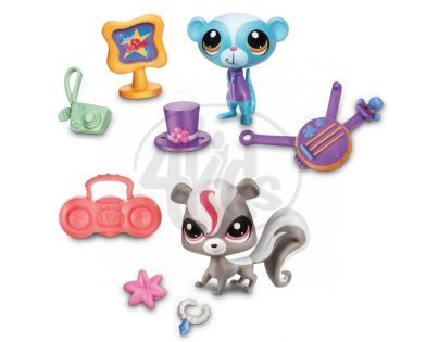 Littlest Pet Shop 4 zvířátka s doplňky v přenosném balení - Showtime Friends