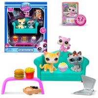 Littlest Pet Shop Bufet – sada 3 figúrok (oranžová mačka, mačiatko, sivá mačka)