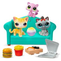 Littlest Pet Shop Bufet – sada 3 figúrok (oranžová mačka, mačiatko, sivá mačka) 2