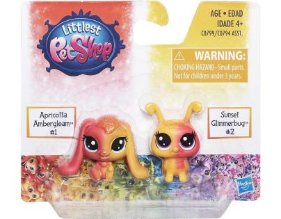 Littlest Pet Shop Duhový set 2 ks zvířátek Apricotta Ambergleam a Sunset Glimmerbug
