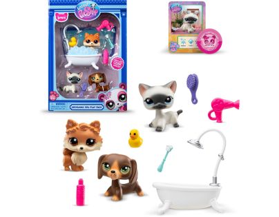 Littlest Pet Shop Salón krásy – sada 3 figúrok (jazvečík, siamská mačka, pomeranian)