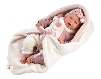 Llorens 74008 New Born realistická bábika bábätko so zvukmi a mäkkým látkovým telom 42 cm