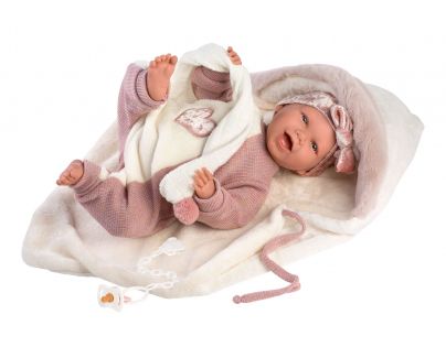 Llorens 74008 New Born realistická bábika bábätko so zvukmi a mäkkým látkovým telom 42 cm