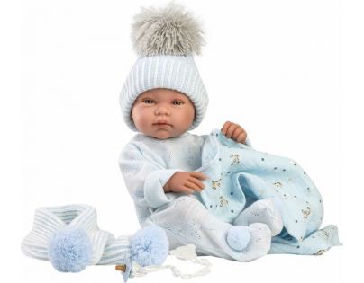 Llorens 84337 New born chlapček realistická bábika bábätko s celovinylovým telom 43 cm