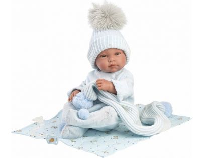 Llorens 84337 New born chlapček realistická bábika bábätko s celovinylovým telom 43 cm