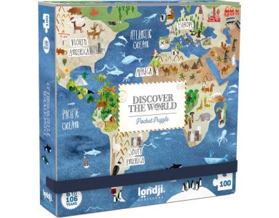 Londji Puzzle vreckové Okolo sveta 100 dielikov