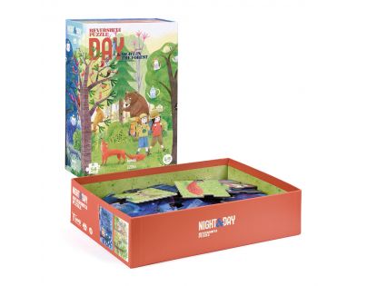 Londji Puzzle obojstranné Deň a noc v lese 2 x 54 dielikov