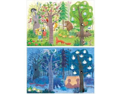 Londji Puzzle obojstranné Deň a noc v lese 2 x 54 dielikov