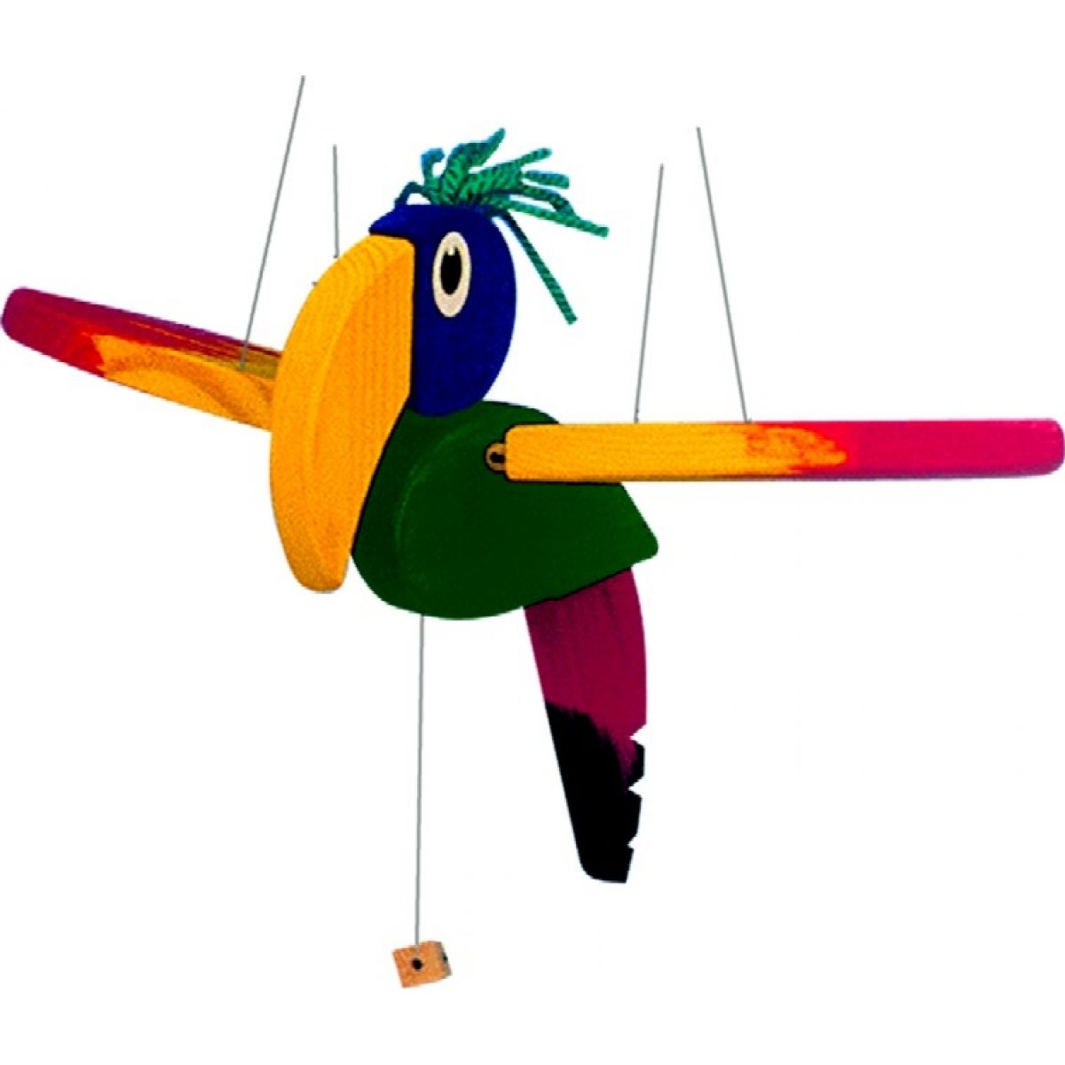 Lietacie papagáj 30 cm drevený