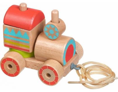 Lucy & Leo Drevená ťahacia mašinka skladačka 6 dielov