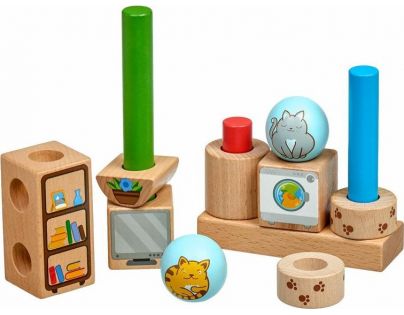 Lucy & Leo Drevená skladačka s predlohami Hravé mačky
