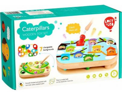Lucy & Leo Drevená motorická stolová hra s magnetmi Chytanie húsenice
