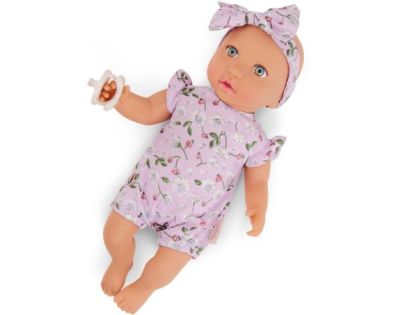 LullaBaby Bábika 35 cm v overale s čelenkou Floral Lila