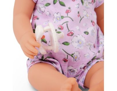LullaBaby Bábika 35 cm v overale s čelenkou Floral Lila