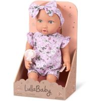 LullaBaby Bábika 35 cm v overale s čelenkou Floral Lila