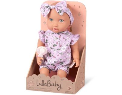 LullaBaby Bábika 35 cm v overale s čelenkou Floral Lila