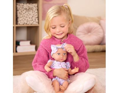 LullaBaby Bábika 35 cm v overale s čelenkou Floral Lila