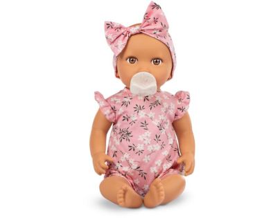 LullaBaby Bábika 35 cm v overale s čelenkou Floral Pink