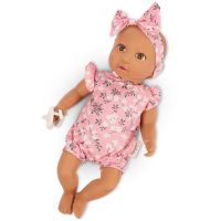 LullaBaby Bábika 35 cm v overale s čelenkou Floral Pink 3