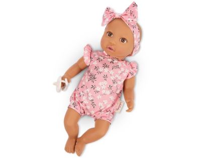 LullaBaby Bábika 35 cm v overale s čelenkou Floral Pink