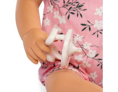 LullaBaby Bábika 35 cm v overale s čelenkou Floral Pink