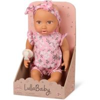 LullaBaby Bábika 35 cm v overale s čelenkou Floral Pink