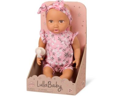 LullaBaby Bábika 35 cm v overale s čelenkou Floral Pink