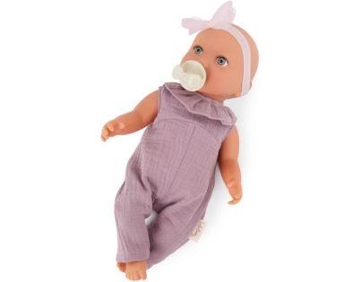 LullaBaby Bábika 35 cm v overale s čelenkou Lila