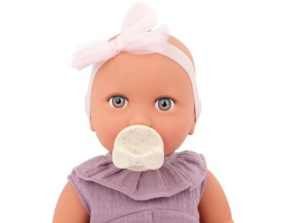 LullaBaby Bábika 35 cm v overale s čelenkou Lila