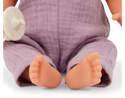 LullaBaby Bábika 35 cm v overale s čelenkou Lila