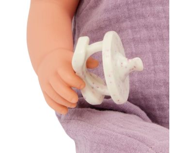 LullaBaby Bábika 35 cm v overale s čelenkou Lila