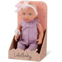 LullaBaby Bábika 35 cm v overale s čelenkou Lila
