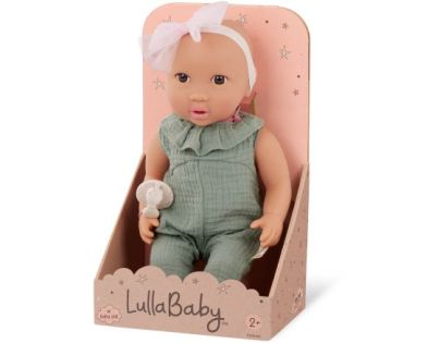 LullaBaby Bábika 35 cm v overale s čelenkou
